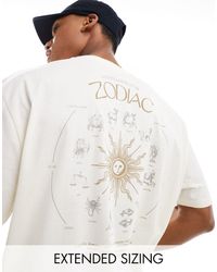 ASOS - T-shirt oversize à imprimé céleste zodiac au dos - beige - Lyst