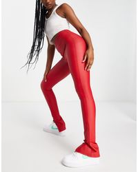 ASOS Leather Look leggings With Side Split - Red