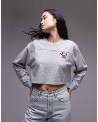 Levi's - Cropped Football T-Shirt Met Logo En Lange Mouwen - Lyst