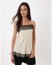 ASOS - Satin Lace Trim Longline Cami Top - Lyst