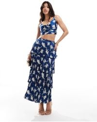 Abercrombie & Fitch - Co-ord Tiered Floral Print Satin Maxi Skirt - Lyst