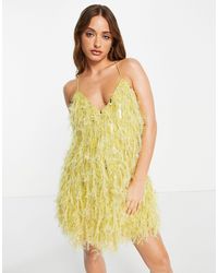 ASOS - Faux Feather & Sequin Mini Dress With Low Back - Lyst