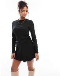 ASOS - Ruched Tie Side Rib Mini Dress - Lyst
