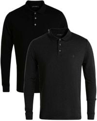 French Connection - 2 Pack Cotton Long Sleeve Polo Shirts - Lyst