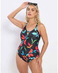 Yours Clothing - Floral Strap Detail Swimsuit - Lyst