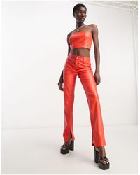 ONLY - Faux Leather Straight Leg Trouser Co-ord - Lyst