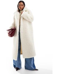 ASOS - Longline Curly Borg Coat - Lyst