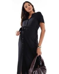 Vero Moda - Midi Shirt Dress With Tie Waist - Lyst