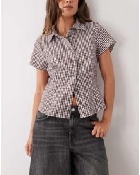 Collusion - Aansluitend Overhemd Met Korte Mouwen En Gingham-Ruit - Lyst