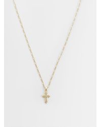 ASOS - Cross Pendant Necklace With Crystal Detail - Lyst