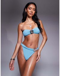 ASOS - Harriet Bandeau Bikini Top With Hammered Silver Trim - Lyst
