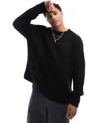 ASOS - – angerauter oversize-pullover aus weitmaschigem rippstrick - Lyst