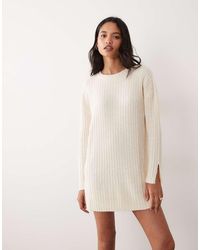 Miss Selfridge - Knit Ribbed Cozy Mini Dress - Lyst