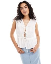Y.A.S - Smocked Tie Front Sleeveless Blouse - Lyst