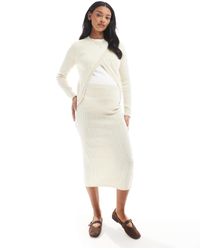 Mama.licious - Mamalicious Maternity Cable Knit Midi Skirt Co-ord - Lyst