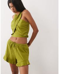 ASOS - Mix & Match Cotton Crinkle Ruffle Hem Short - Lyst