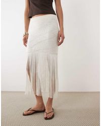 ASOS - Crochet Knit Maxi Fringe Skirt - Lyst