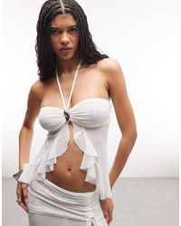 I.AM.GIA - Catallia Halterneck Mesh Ruffle Top With Metal Hardware - Lyst