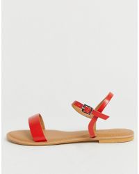 ASOS Flume - Sandales plates en cuir - Rouge