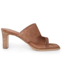 OFF THE HOOK - Karla Suede Leather Toe Loop Block Heel Mule Sandals - Lyst