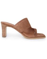 OFF THE HOOK - Karla Suede Leather Toe Loop Block Heel Mule Sandals - Lyst
