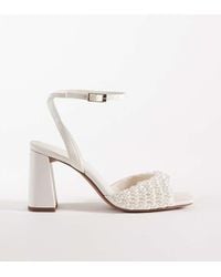ASOS - Wide Fit Honour Pearl Embellished Barely There Block Mid Heel Sandals - Lyst