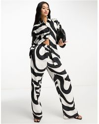 Vero Moda - Pantalon ample d'ensemble à imprimé abstrait - noir et blanc - Lyst