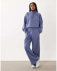 Calvin Klein - Calvin Klein French Terry Brushed Wide Leg Trouser Co-Ord With Piping Detail - Lyst