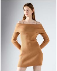 Glamorous - Off-Shoulder Ribbed Knit Mini Dress - Lyst