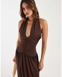 BRONZE SNAKE - Marley Tie Detail Ruched Waist Midaxi Dress - Lyst