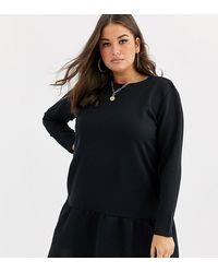 Boohoo Basic Smock Sweat Dress In Black