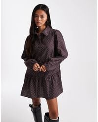 Miss Selfridge - Dropped Waist Mini Shirt Dress - Lyst