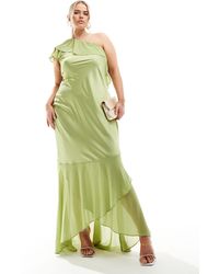 Tfnc Plus - Bridesmaid Satin One Shoulder Ruffle Maxi Dress - Lyst