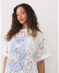 ASOS - Oversized Lace Top With Football Graphic - Lyst