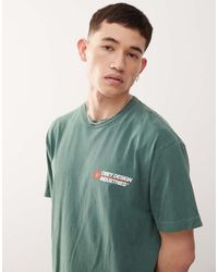 Obey - Camiseta Verde Oscuro Pigmentado Con Estampado Gráfico En La Espalda Y Logo Design Industries De - Lyst