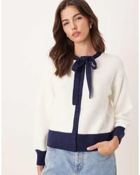 Nobody's Child - Tie Neck Mono Cardigan With Wool - Lyst