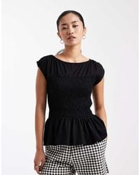 Threadbare - Jersey Cap Sleeve Shirred Top - Lyst