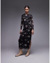 AllSaints - Caia Printed Floral Mesh Dress - Lyst