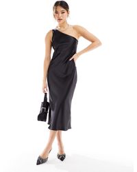 In The Style - Satin One Shoulder Midi Dress - Lyst
