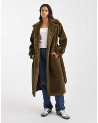 Wednesday's Girl - Belted Faux Shearling Midaxi Coat - Lyst