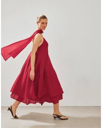 NA-KD - Ramie Scarf Detail Midi Dress - Lyst