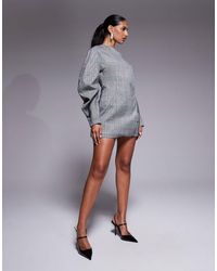 ASOS - – strukturierter, karierter blazer-playsuit mit ballonärmeln - Lyst