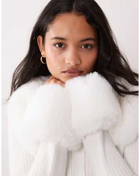 Miss Selfridge - Button Through Cardigan With Fur Collar And Cuff - Lyst