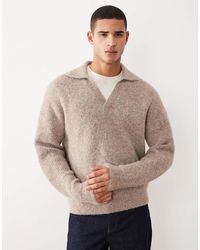ASOS - Relaxed Knitted Wool Mix Notch Neck Polo Jumper - Lyst