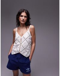 TOPSHOP - V Neck Embroidered Insert Lace Cami Top - Lyst