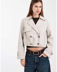 New Look - Cropped Trench Jacket - Lyst