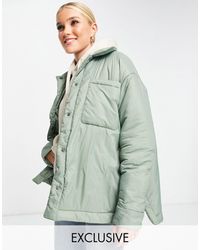 Pull&Bear Exclusive Lightly Padded Nylon Jacket - Green