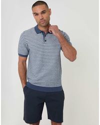 Threadbare - Textured Stripe Short Sleeve Knitted Polo - Lyst