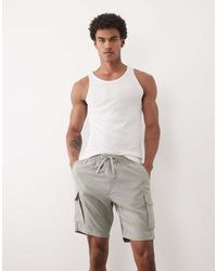 Threadbare - Pantaloncini Salvia Con Tasche Cargo - Lyst