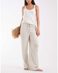 Vero Moda - Linen Touch Wide Leg Trouser With Drawstring Waist - Lyst